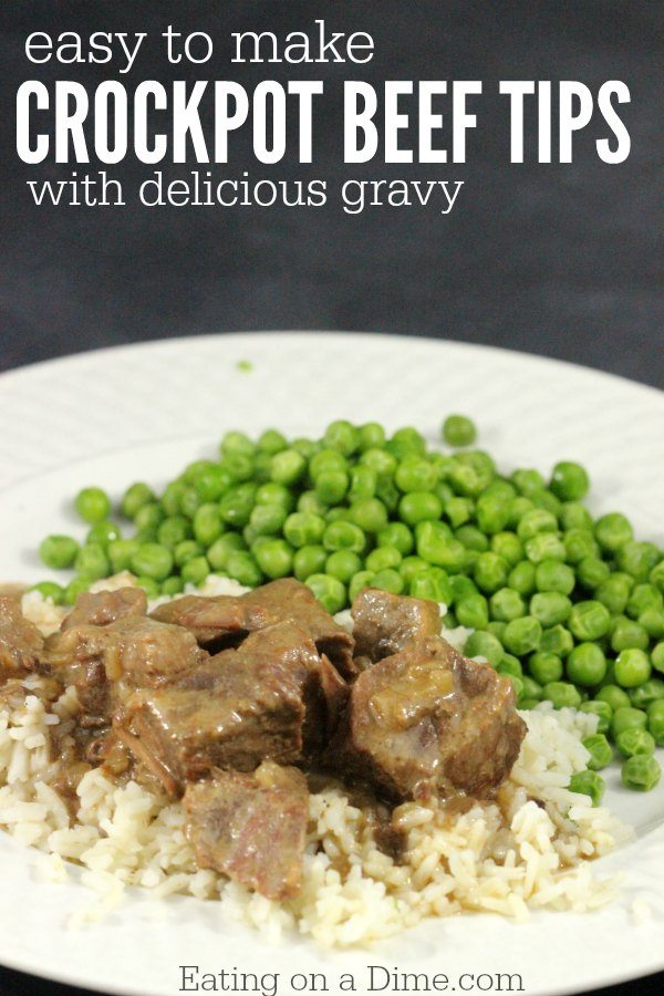 Easy Crockpot Beef Tips and Rice - Eating on a Dime