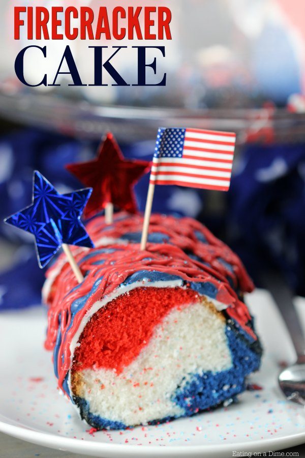 Make this quick and easy red white and blue cake for all of your summer parties! The vibrant colors really stand out in this simple 4th of July Cake! 