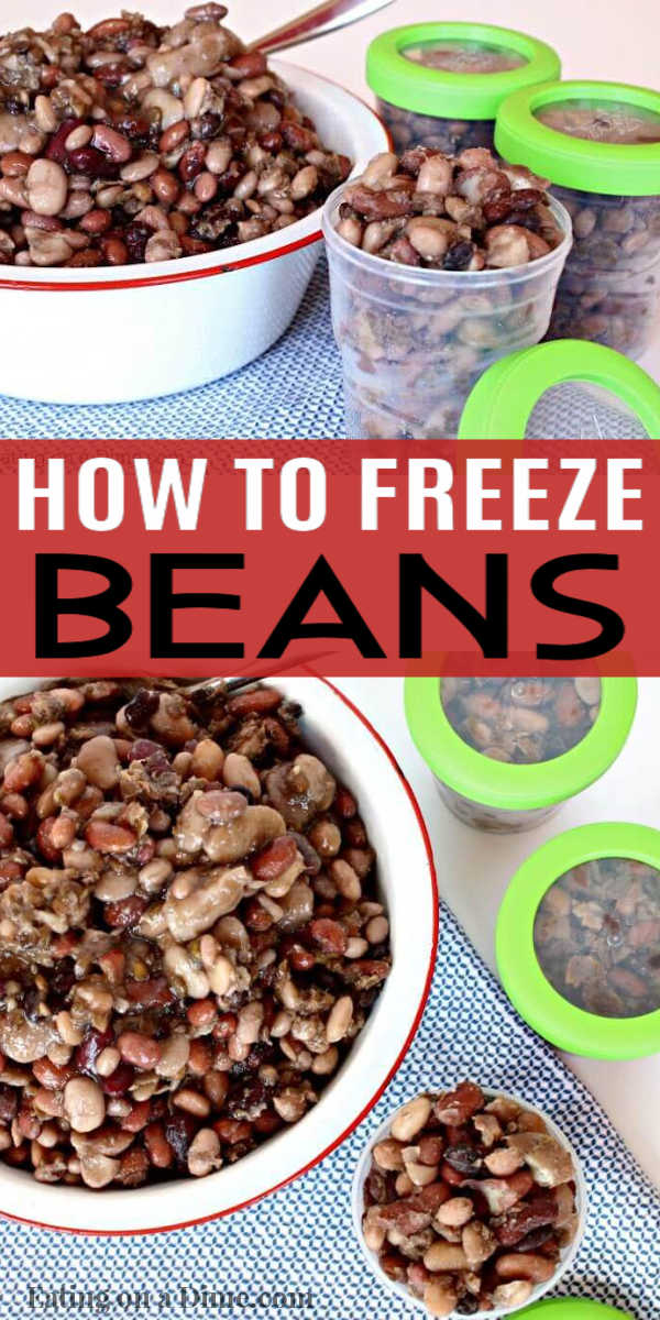 Learn how to make canned beans in your crock pot that you can easily freeze for your favorite recipes. Homemade canned beans is easy to make and a great way to save money! You are going to love this frugal tip on how to make DIY canned beans at home. #eatingonadime #cannedbeans #freezercooking 