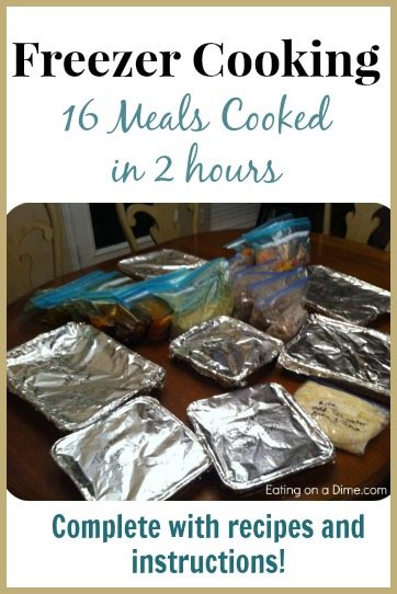 freezer cooking session - 16 meals cooked in 2 hours