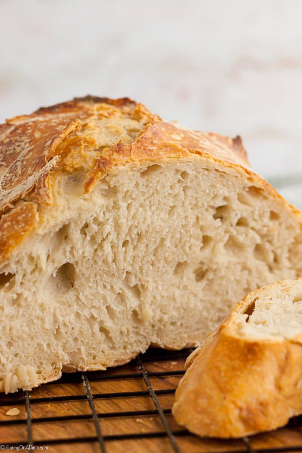 Artisan Bread sliced on a cooling rack