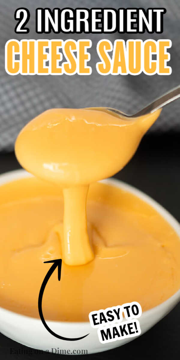 Learn how to make an easy American Cheese Sauce that is low carb with no flour and is perfect for broccoli and for pretzels. This quick and easy cheese sauce is great for fries and for veggies! You are going to love this melted easy cheese sauce for broccoli recipe with only 2 ingredients! #eatingonadime #cheesesaucerecipes #easyrecipes 