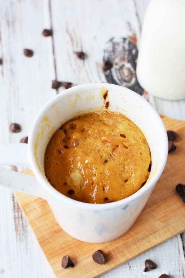 Close up photo of mug cake.