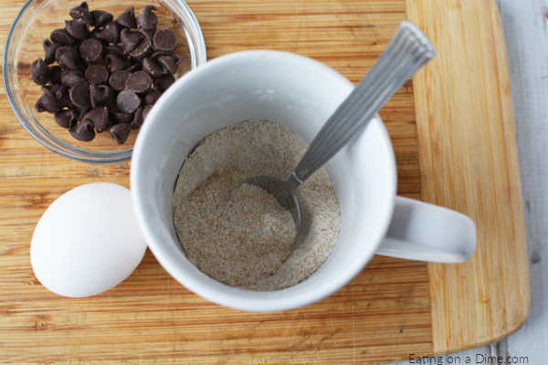 Ingredients for recipe: egg, chocolate chip, flour.