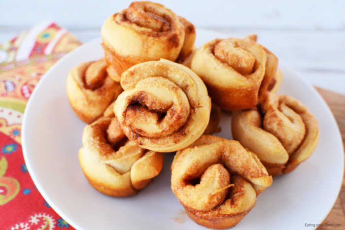 mini cinnamon rolls on a plate