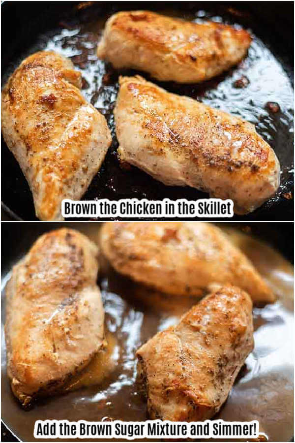 Brown sugar chicken has only 3 ingredients and turns out delicious in 20 minutes. The brown sugar sauce is tasty and perfect over rice.