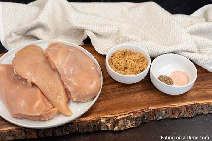 Ingredients - Chicken Breast, olive oil, brown sugar, water