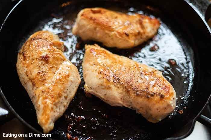 Cooking chicken in a cast iron skillet
