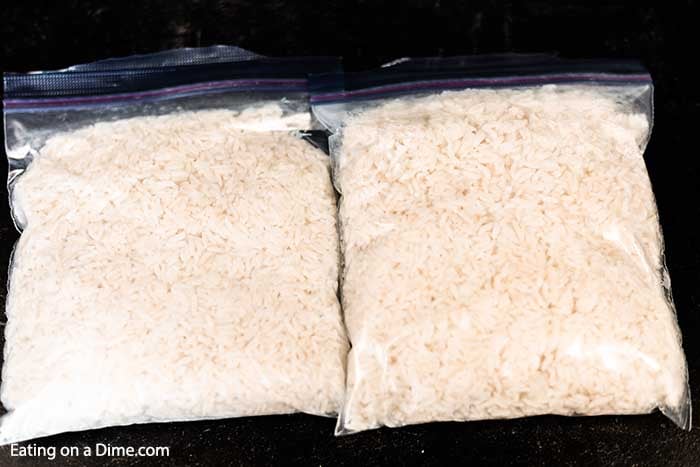 photo of 2 freezer bags with rice
