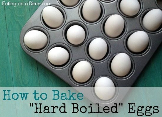 How to make hard boiled eggs in the oven quickly. Baked hard boiled eggs is easy to make and perfect for a huge party or Easter. All you need for this recipe is eggs, a muffin tin and water. You’ll never make ovens on the stovetop again! #eatingonadime #hardboiledeggs #bakedeggs How to make hard boiled eggs in the oven quickly. Baked hard boiled eggs is easy to make and perfect for a huge party or Easter. All you need for this recipe is eggs, a muffin tin and water. You’ll never make ovens on the stovetop again! #eatingonadime #hardboiledeggs #bakedeggs