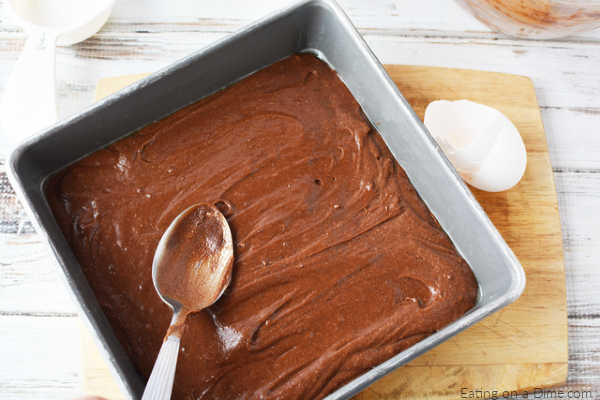 brownie batter in pan