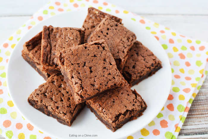 plate of cut brownies