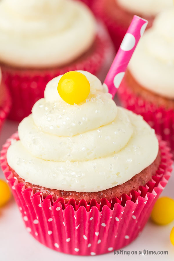 Get ready for a burst of flavor when you make Strawberry Lemonade Cupcakes. The combination of real strawberries and lemonade taste amazing. 