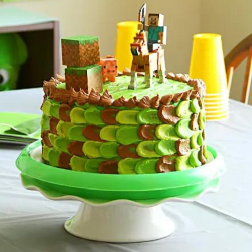 Simple Minecraft Slime Birthday Cake