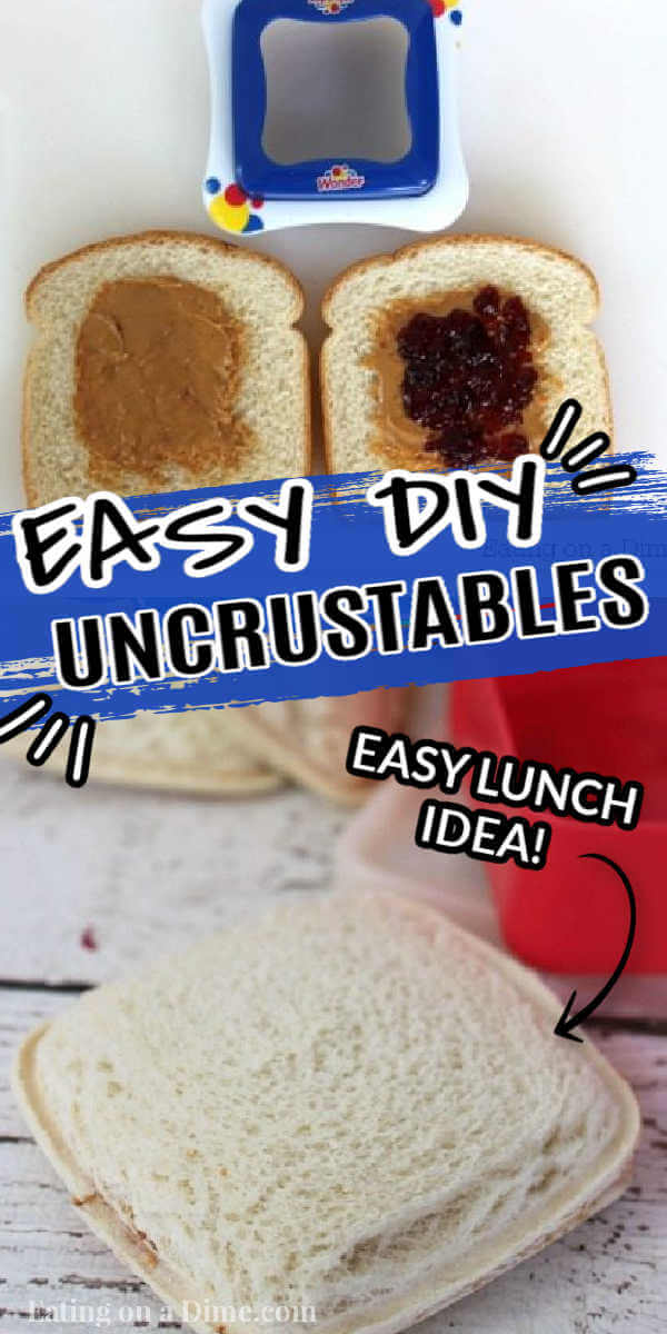 This copycat Homemade Uncrustables is very easy to make! Easy lunch ideas for kids. Save time and money when you make DIY uncrustables. This is one of my favorite freezer lunch ideas. Learn how to make your own DIY PBJ uncrustables at home. You will love this easy home made DIY recipe. DIY how to make uncrustables is one of my favorite lunch ideas! #eatingonadime #lunchrecipes #DIY #uncrustables 