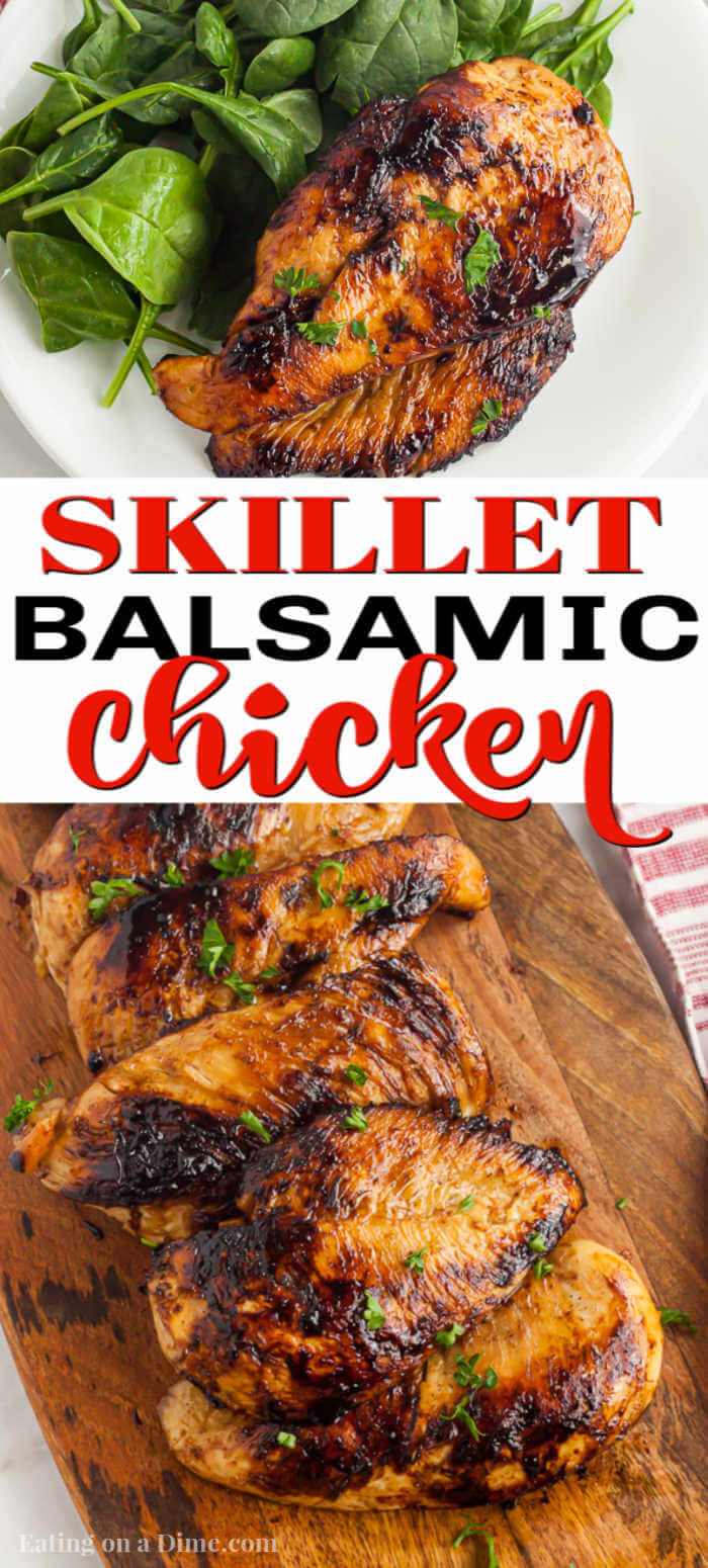 This easy Balsamic Chicken recipe can be made in the skillet in under 20 minutes. It is packed filled with flavor with only 3 ingredients!