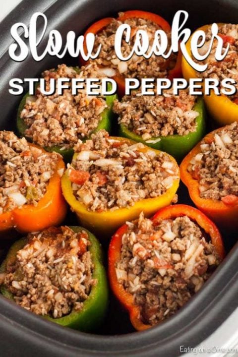 Need an easy crock pot recipe? Try this delicious Crock pot Stuffed Peppers recipe that is better than the traditional stuffed peppers recipe.