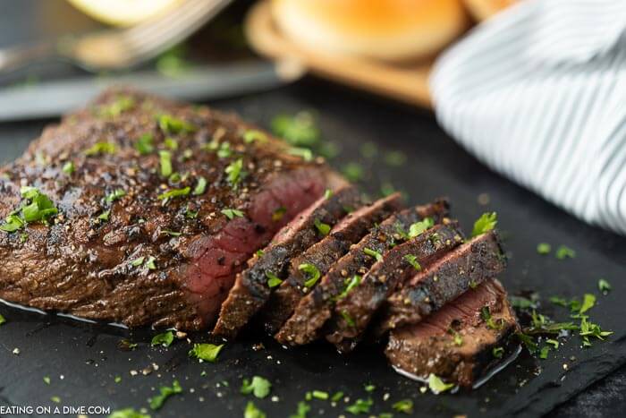 picture of london broil cut into slices.