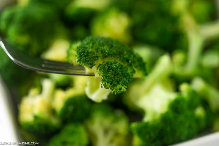 A piece of Broccoli on a fork 
