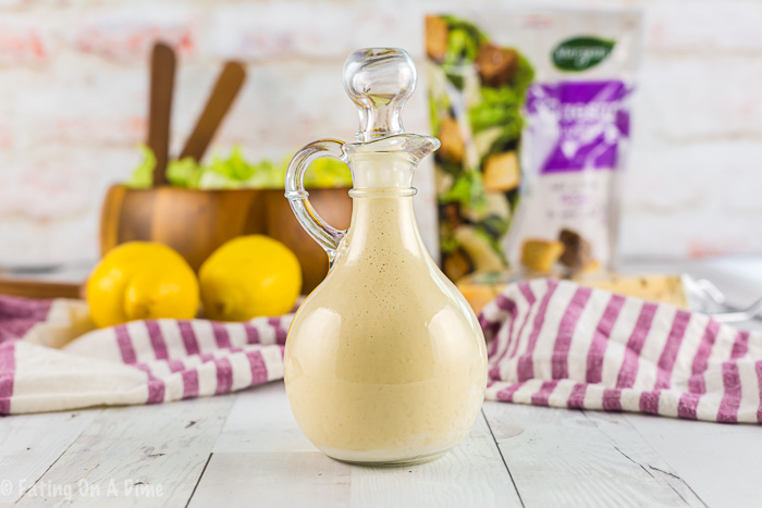 Make this Caesar salad dressing recipe and save money while enjoying a delicious salad dressing. You can easily add chicken or shrimp for a complete meal.