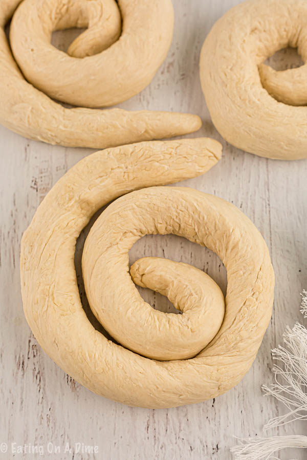 close up image of pretzel dough. 