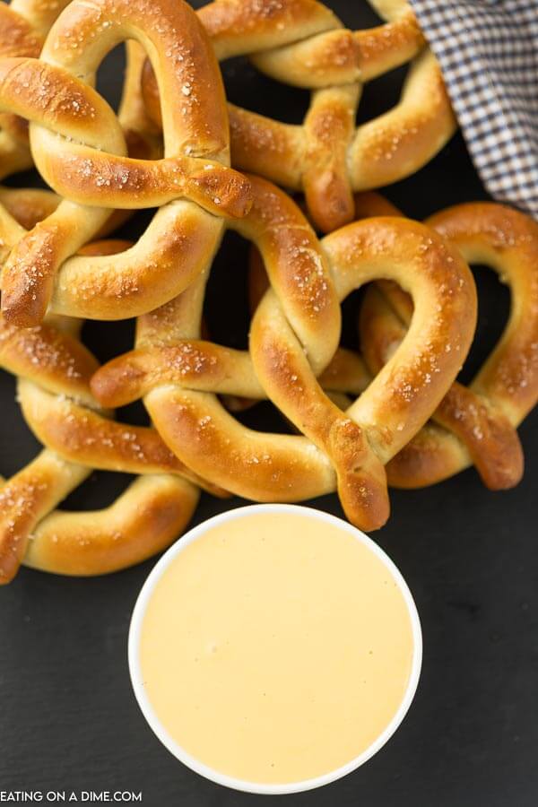 pretzels and cheese sauce