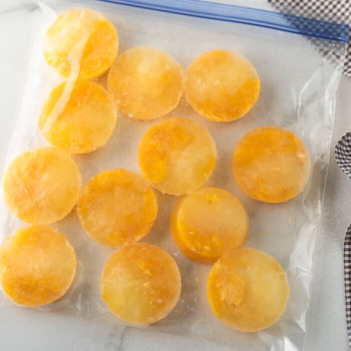 Frozen egg in a ziplock freezer bag