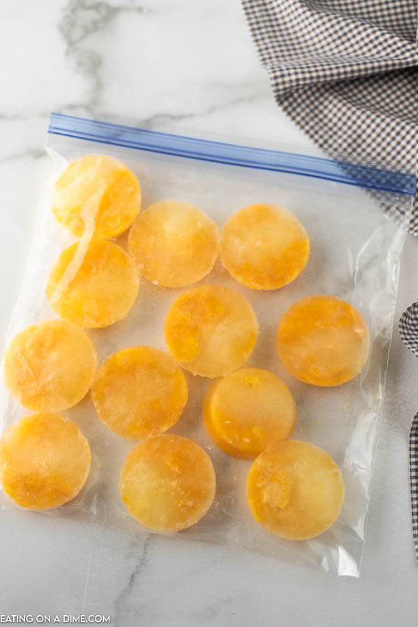 Frozen egg yolk in a ziplock freezer bag