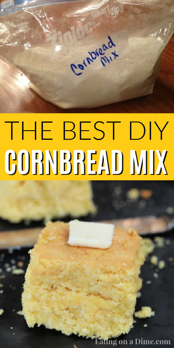 This homemade cornbread mix recipe is easy to make and will save you money. This best cornbread mix recipe is better than store bought! You are going to love this copycat jiffy cornbread bread that you can store in your pantry and make cornbread in no time at all! #eatingonadime #conbreadmixrecipes #sidedishrecipes 