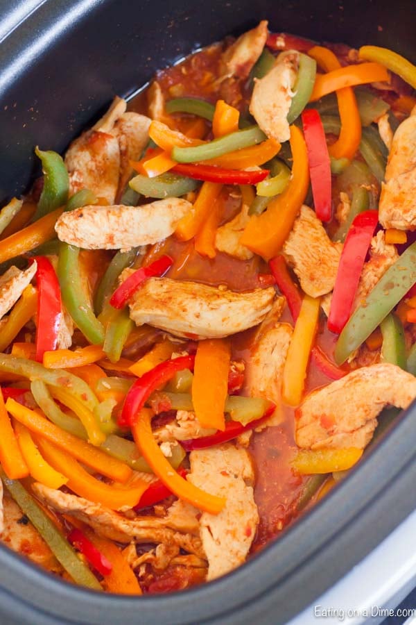 Crockpot Chicken Fajitas Recipe is so easy that you can make this any day of the week. Save time and money with this 4 ingredient meal!