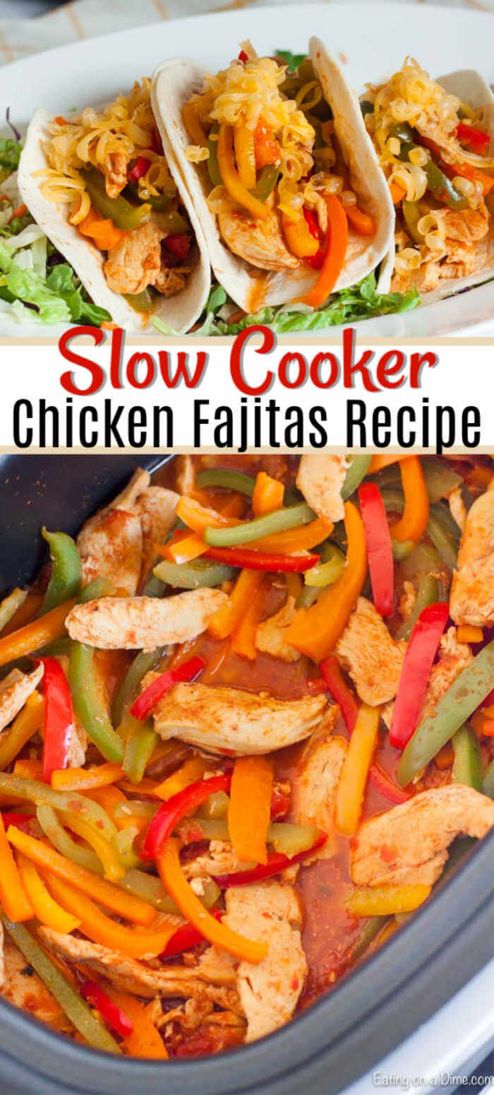 Crockpot Chicken Fajitas Recipe is so easy that you can make this any day of the week. Save time and money with this 4 ingredient meal!