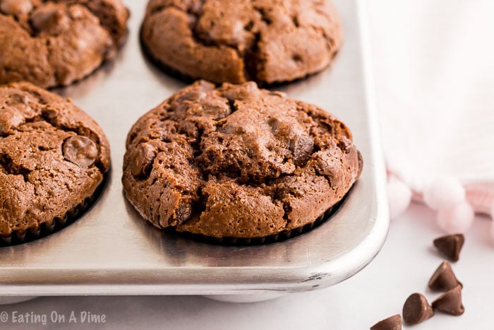 Make Double Chocolate Chip Muffins for the perfect excuse to enjoy chocolate for breakfast. Each bite is so decadent and amazing. 