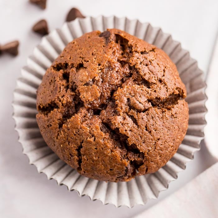 Make Double Chocolate Chip Muffins for the perfect excuse to enjoy chocolate for breakfast. Each bite is so decadent and amazing. 