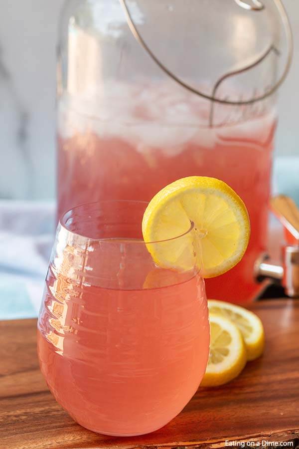 This delicious pink lemonade recipe is super easy and so refreshing. Make this in minutes for the perfect drink. 