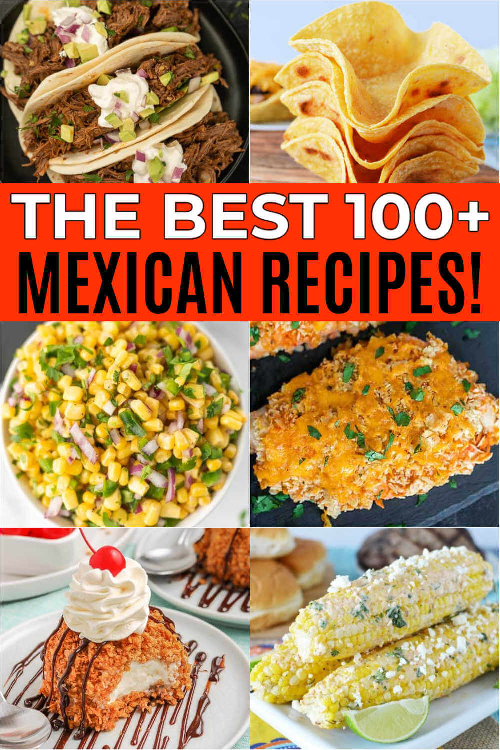 We have the Biggest roundup of over 100 of the BEST Mexican Recipes. Save money by eating in tonight and still satisfying that craving! These are the best authentic Mexican recipes with beef and chicken that are easy to make too! #eatingonadime #mexicanrecipes #easyrecipes 
