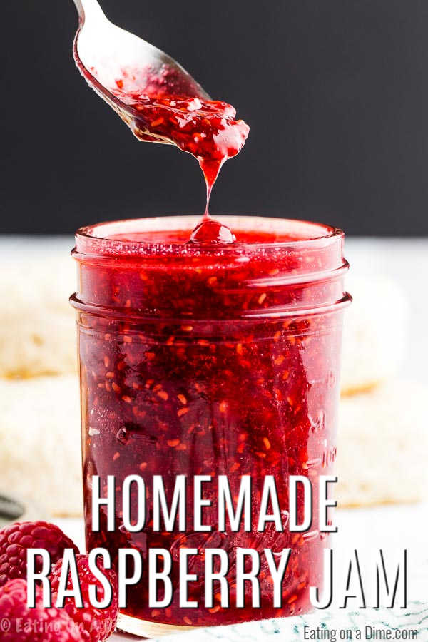 It really is so easy to make Raspberry jam recipe at home. You only need 3 ingredients to enjoy homemade raspberry jam. Enjoy on biscuits, toast and more!