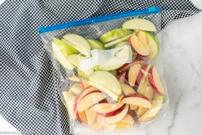 Apple slices in a zip lock bag
