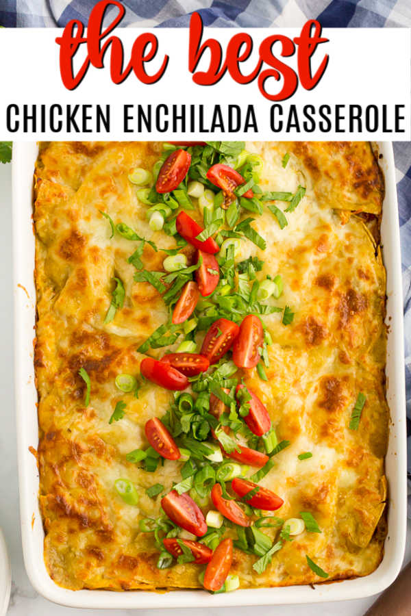 This easy chicken enchilada casserole recipe is a family favorite. Get all the great enchilada taste without any of the work for a great dinner idea.