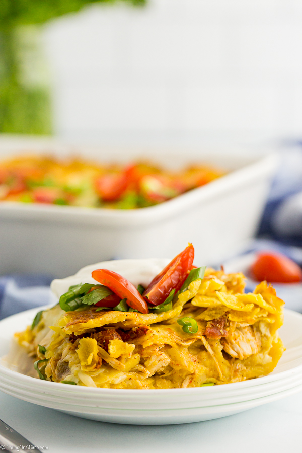 This easy chicken enchilada casserole recipe is a family favorite. Get all the great enchilada taste without any of the work for a great dinner idea.