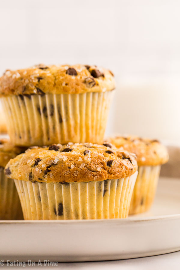 Enjoy a decadent and easy treat for breakfast when you make this Chocolate chip muffin recipe. Throw this together in minutes for tasty muffins.