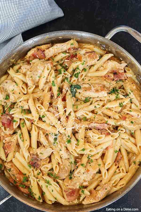 20 Minute Dinner - Creamy Chicken Pasta Recipe - Eating on a Dime