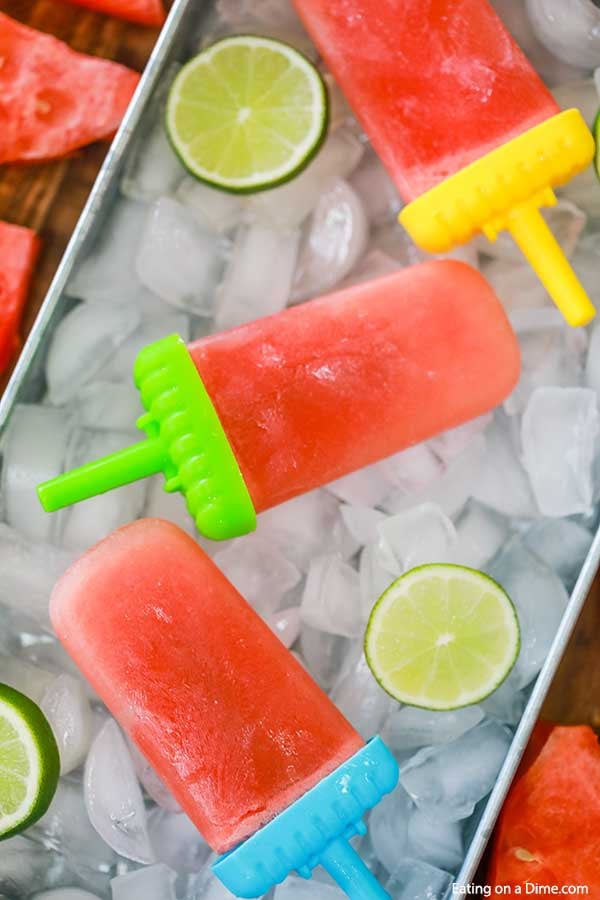 Watermelon Popsicles on ice