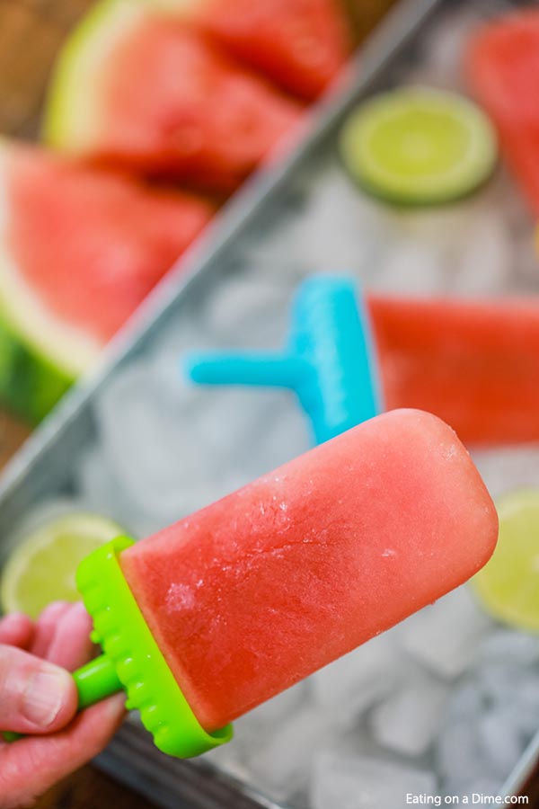 Watermelon Popsicles on ice
