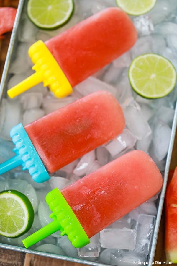 Watermelon Popsicles on ice