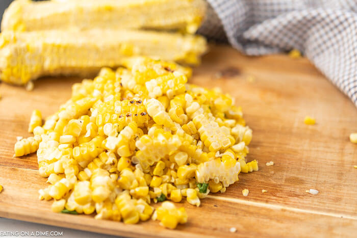 picture of corn kernels on cutting board