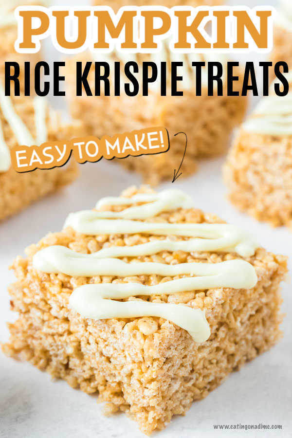 You have to try these super fun and delicious pumpkin rice krispie treats. They are so fun for fall and the kids will devour them!