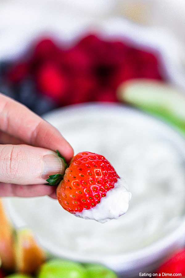It doesn't get much easier than this 2 ingredient fruit dip recipe! It's so easy the kids can make it after a long day in the pool!