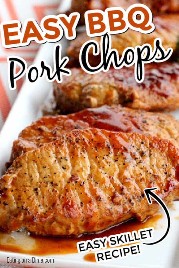 Don't let cooking pork intimidate you. This easy Skillet BBQ pork chops recipe is so easy in the skillet. It is the perfect weeknight meal. 