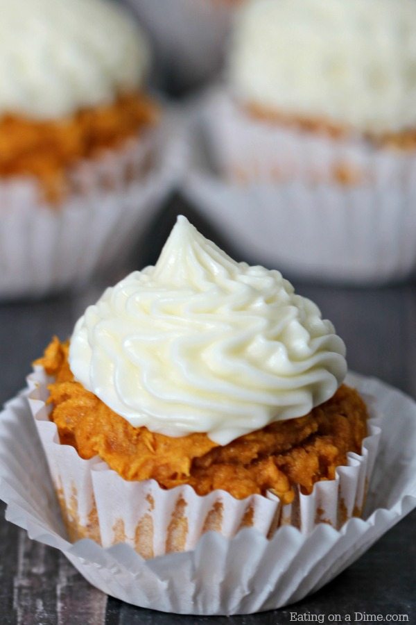 These pumpkin cupcakes with cream cheese frosting will melt in your mouth. You will be surprised how easy this pumpkin cupcake recipe is to make. Try it!