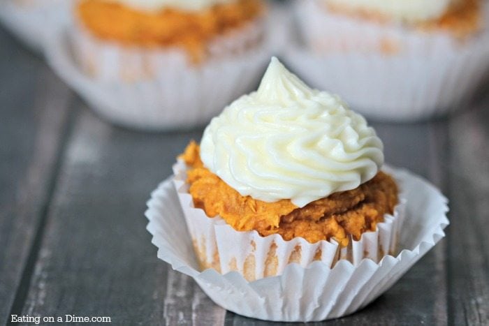 These pumpkin cupcakes with cream cheese frosting will melt in your mouth. You will be surprised how easy this pumpkin cupcake recipe is to make. Try it!